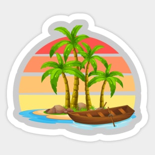 Sail boat ocean beach Sticker